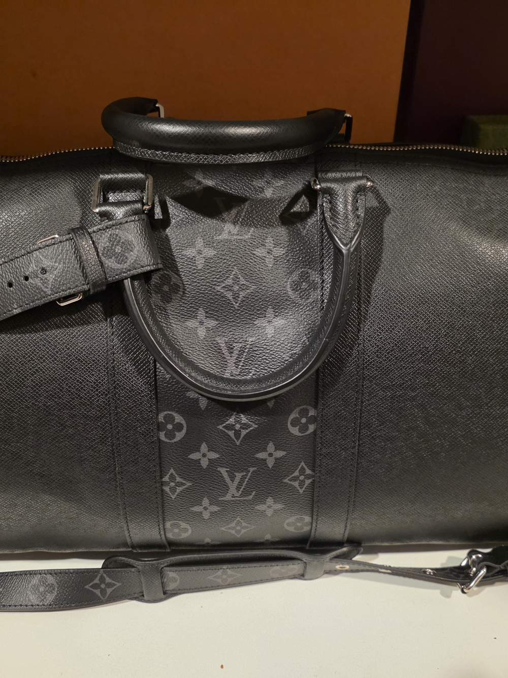 Louis Vuitton Black Monogram Keepall Bandoulière Travel Duffle